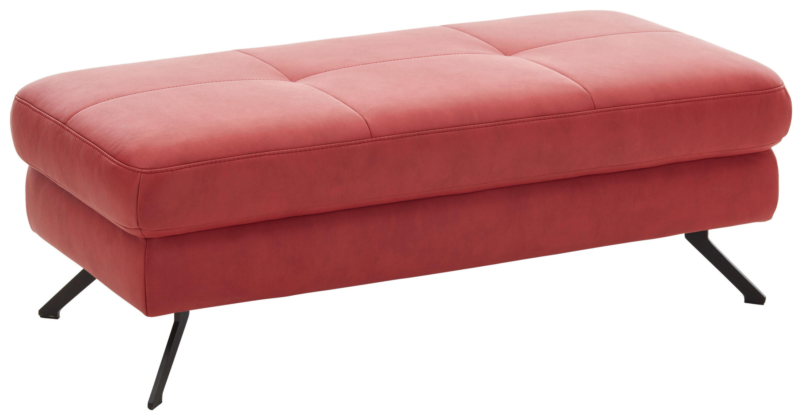 HOCKER Mikrofaser, Lederlook Rot  - Rot/Schwarz, Design, Textil/Metall (130/47/65cm) - Beldomo Speed