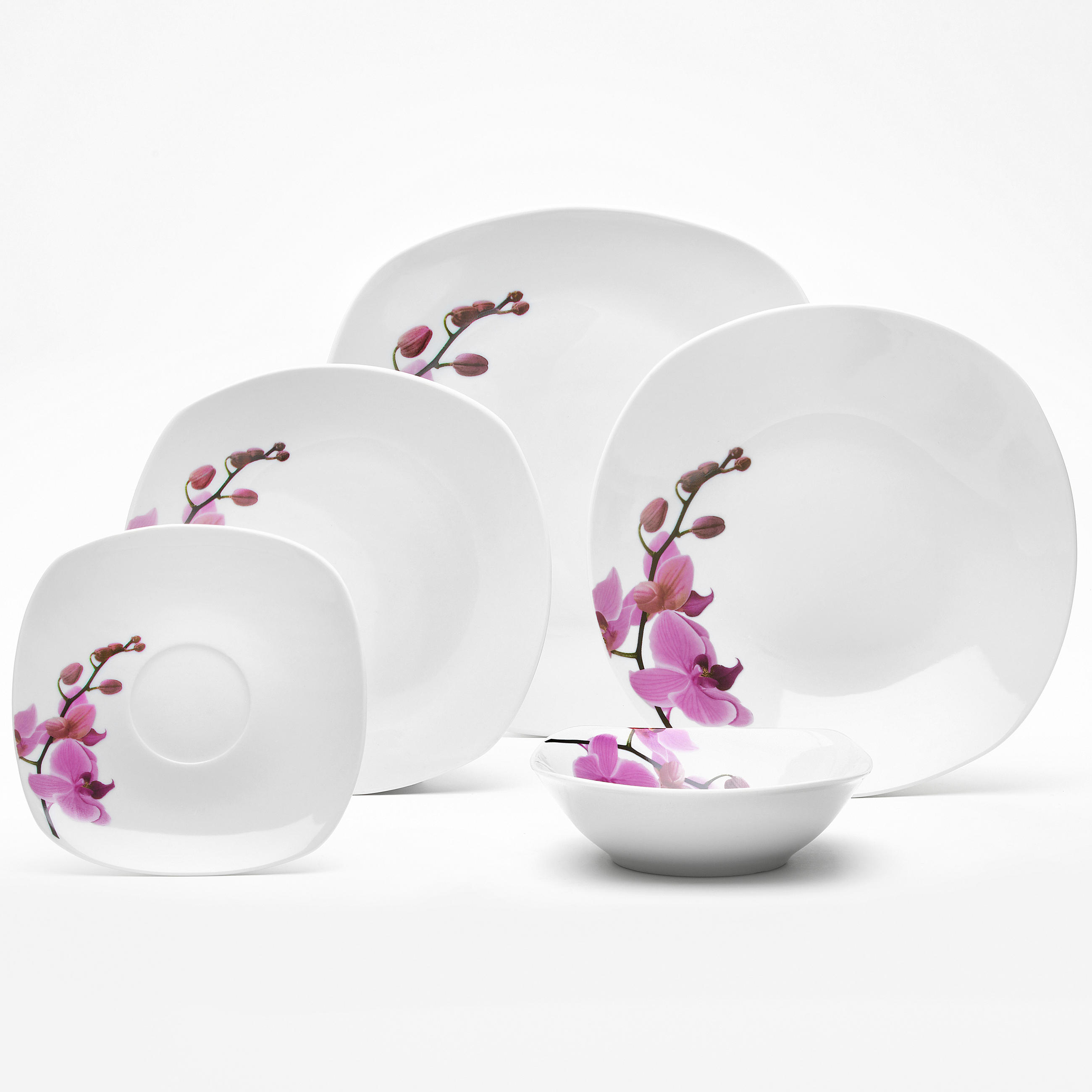 KOMBISERVICE Weiß, Magenta 32-teilig Kyoto  - Magenta/Weiß, KONVENTIONELL, Keramik - Van Well