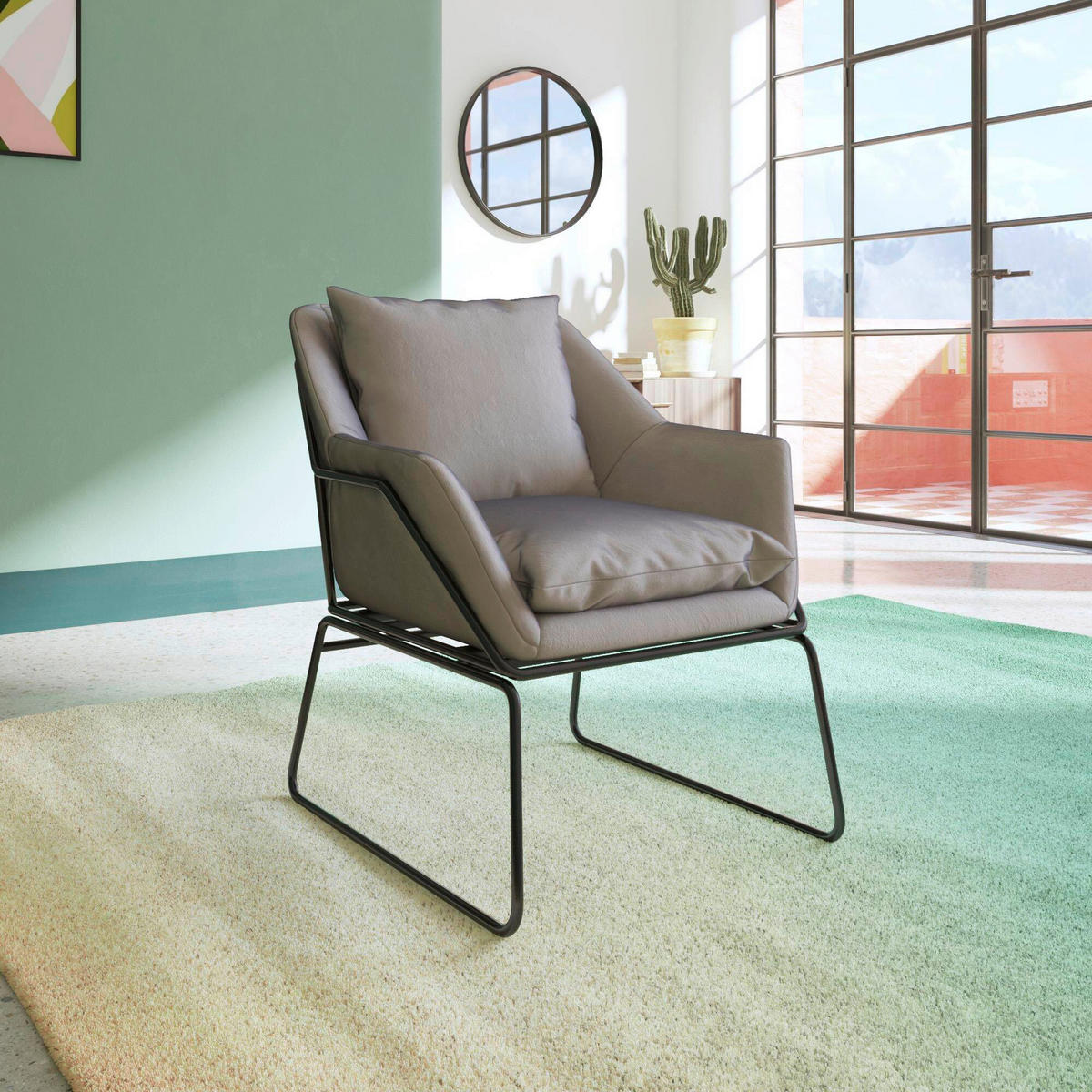 STUHL  in Stahl Velours  - Schwarz/Grau, Design, Textil/Metall (71/81/66cm) - MID.YOU