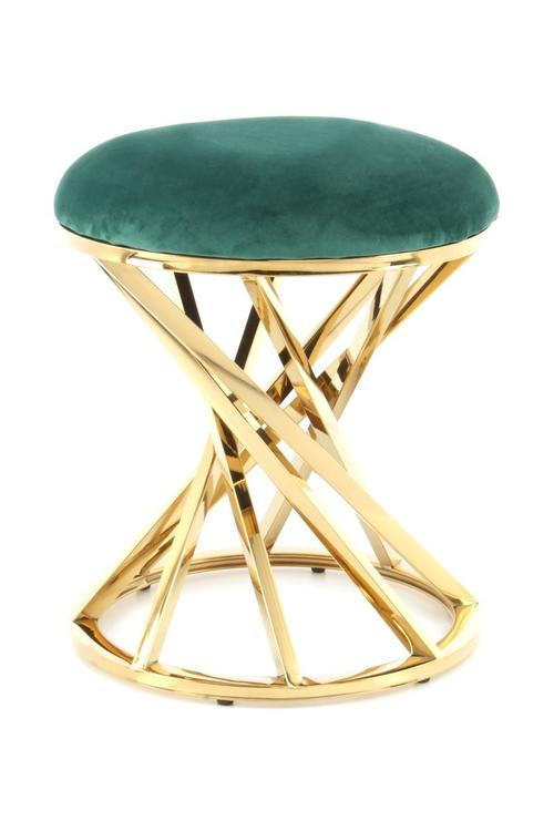 HOCKER Samt Grün, Goldfarben  - Goldfarben/Grün, Trend, Textil/Metall (40/49/40cm) - Kayoom