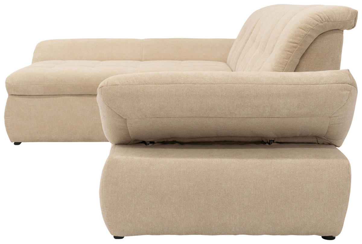 ECKSOFA Beige Mikrofaser  - Chromfarben/Beige, KONVENTIONELL, Textil/Metall (172/300cm) - MID.YOU