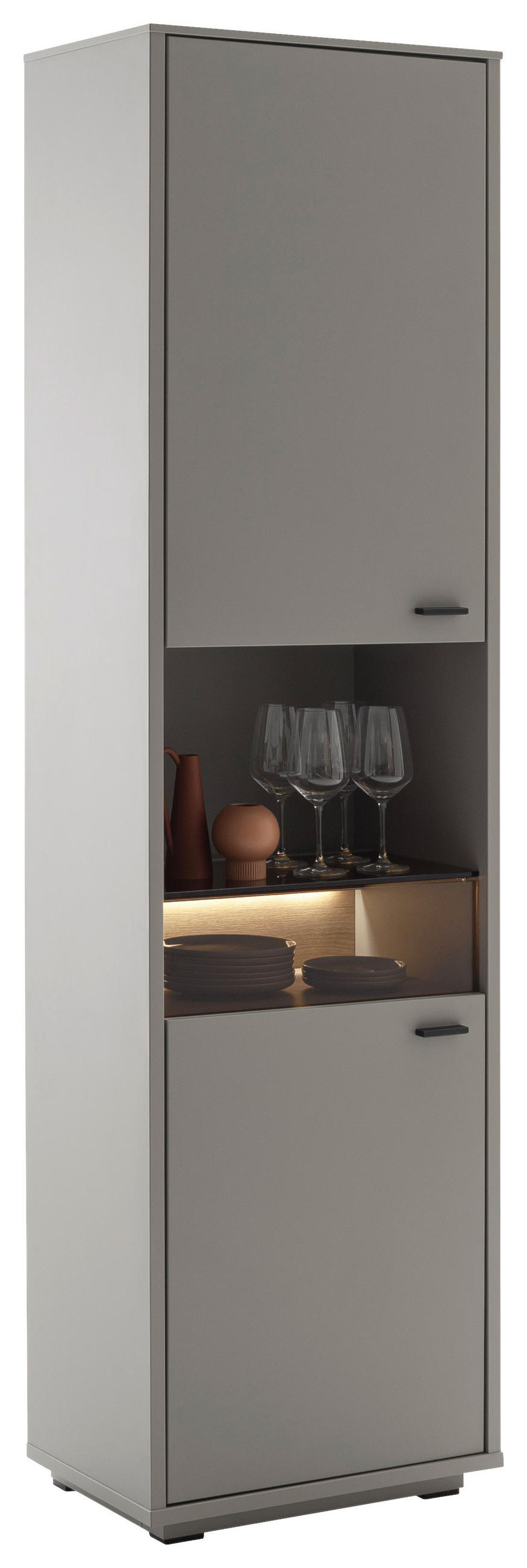 VITRINA 55/200/37 cm   - siva/boje hrasta, Design, staklo/drvni materijal (55/200/37cm) - Stylife