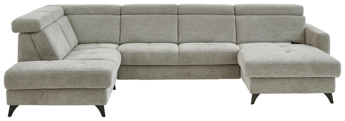 WOHNLANDSCHAFT Beldomo System Graubraun Flachgewebe  - Graubraun/Schwarz, KONVENTIONELL, Textil/Metall (215/333/174cm) - Beldomo System