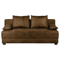 SCHLAFSOFA  mit Schlafen auf Sitzhöhe, Rücken echt Mikrofaser Braun  - Dunkelbraun/Braun, Design, Holz/Textil (202/85/110cm) - MID.YOU