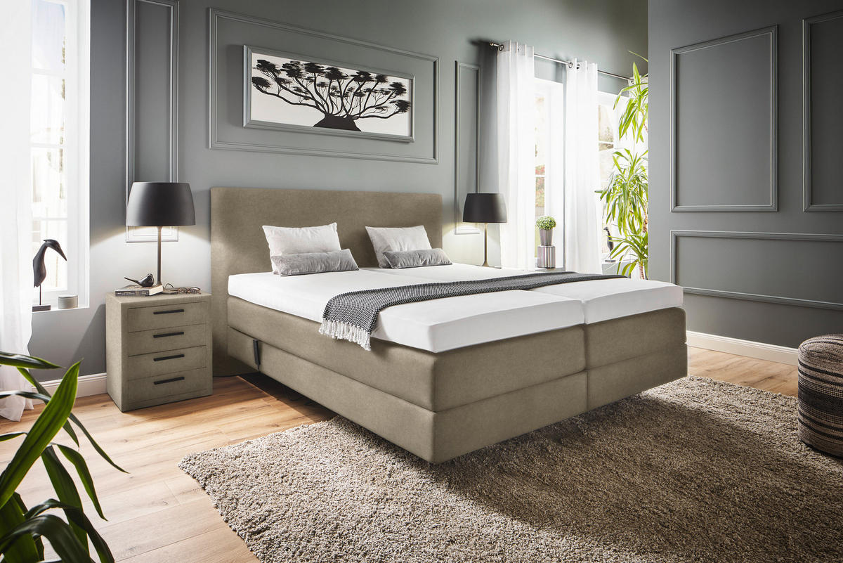 BOXSPRINGBETT 160/200 cm  in Schlammfarben  - Schlammfarben, Konventionell, Holz/Textil (160/200cm) - Dieter Knoll