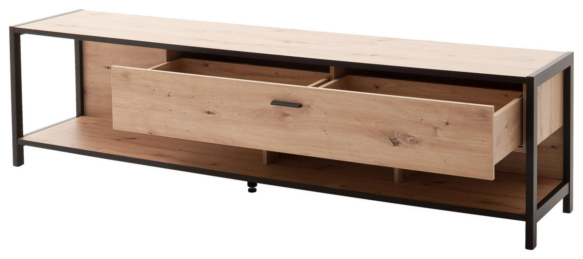 TV-ELEMENT - Eichefarben/Anthrazit, Design, Holzwerkstoff/Metall (215/57/46cm) - Carryhome