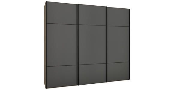 SCHWEBETÜRENSCHRANK in Grau - Schwarz/Grau, Design, Glas/Holzwerkstoff (249/222/68cm) - Moderano