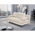 SCHLAFSOFA  mit Liegefunktion, Schlafen auf Sitzhöhe, Rücken echt Chenille Creme  - Creme/Schwarz, KONVENTIONELL, Textil/Metall (203/94/96cm) - Carryhome