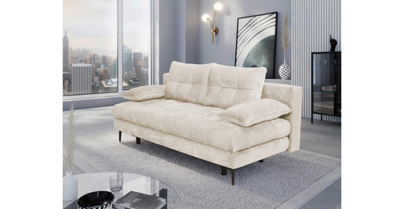 SCHLAFSOFA  mit Liegefunktion, Schlafen auf Sitzhöhe, Rücken echt Chenille Creme  - Creme/Schwarz, KONVENTIONELL, Textil/Metall (203/94/96cm) - Carryhome
