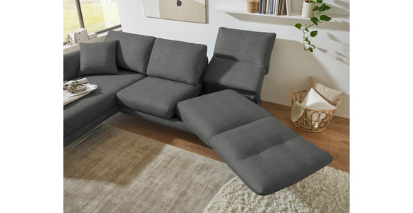 ECKSOFA  in Flachgewebe Dunkelgrau  175-224/255-365 cm  - Dunkelgrau/Schwarz, Design, Textil/Metall (175-224/255-365cm) - Dieter Knoll