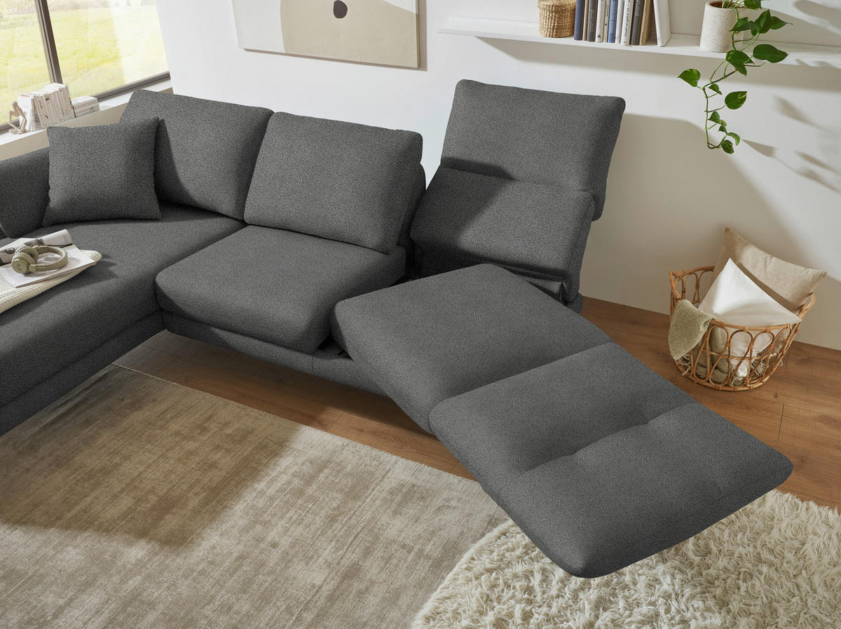 ECKSOFA  in Flachgewebe Dunkelgrau  175-224/255-365 cm  - Dunkelgrau/Schwarz, Design, Textil/Metall (175-224/255-365cm) - Dieter Knoll