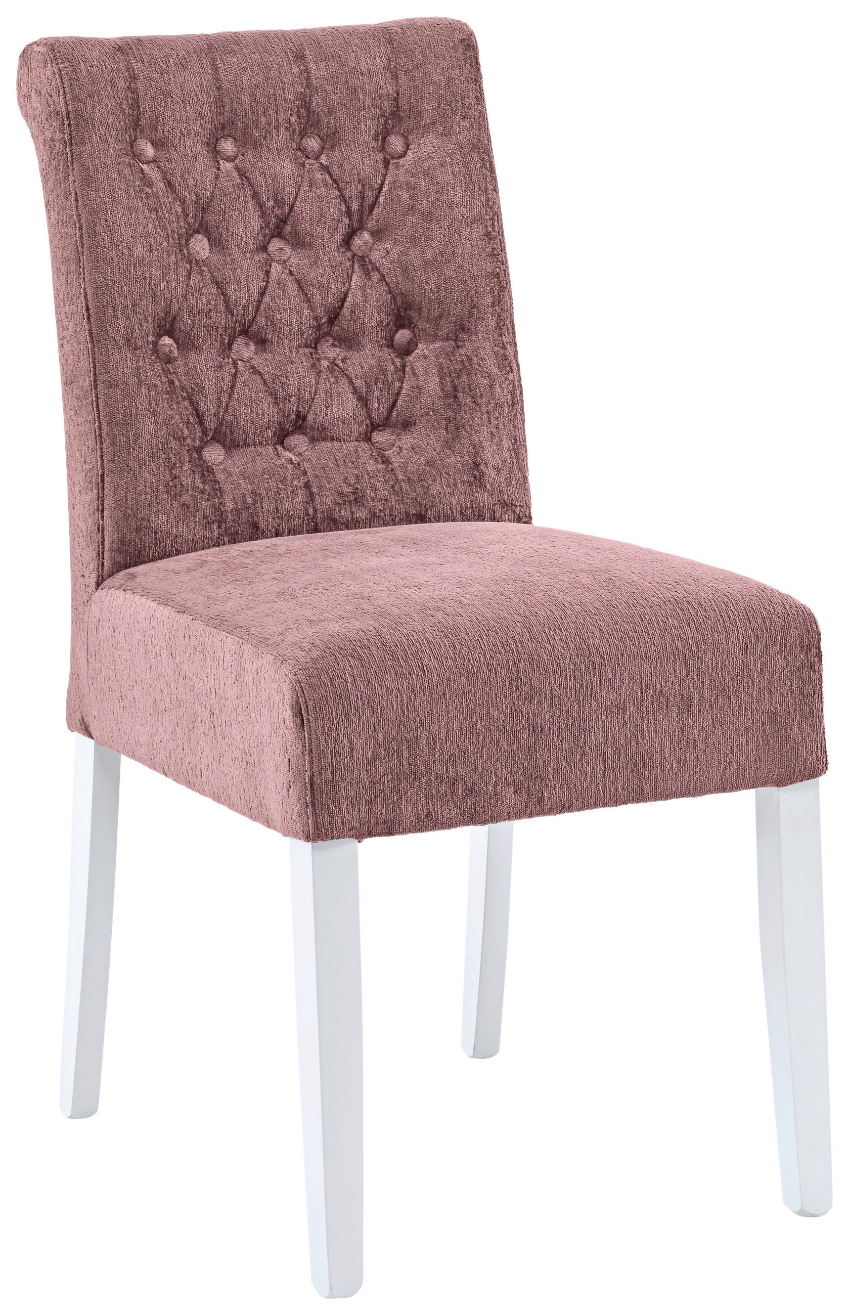 STUHL Chenille Weiß, Altrosa Buche massiv  - Altrosa/Weiß, KONVENTIONELL, Holz/Textil (46,5/91/65cm) - Cantus