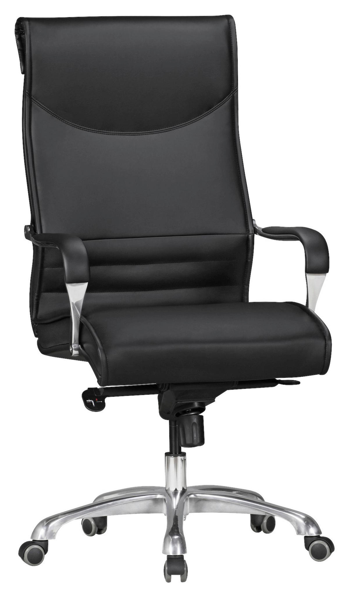 CHEFSESSEL  in Lederlook Schwarz  - Alufarben/Schwarz, KONVENTIONELL, Kunststoff/Textil (61/126/60cm) - MID.YOU