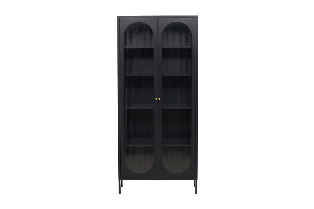 VITRINE  in Schwarz  - Schwarz, MODERN, Glas/Metall (80/180/35cm) - Livetastic
