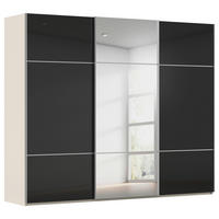 SCHWEBETÜRENSCHRANK 242/223/68 cm,  in Champagner, Schwarz, 3 Tür(en)  - Champagner/Alufarben, KONVENTIONELL, Glas/Holzwerkstoff (242/223/68cm) - Novel