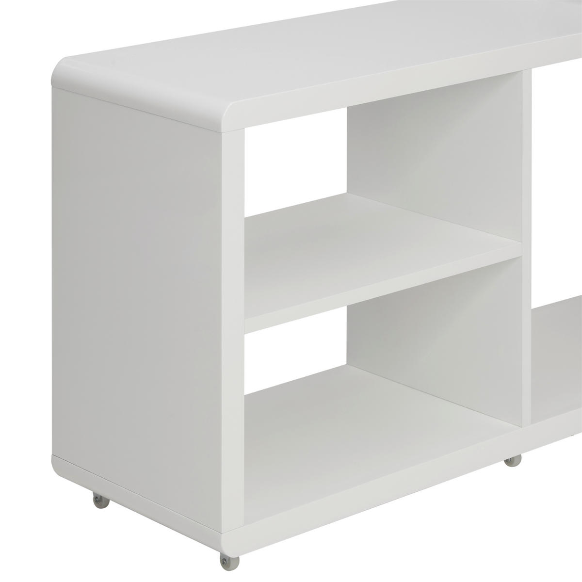 ECKSCHREIBTISCH  Silberfarben, Weiß Hochglanz Stauraum  - Weiß Hochglanz/Silberfarben, MODERN, Holzwerkstoff/Kunststoff (145/74.7/50cm) - MID.YOU