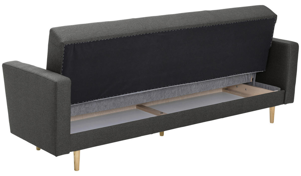 3-SITZER-SOFA in Flachgewebe Anthrazit  - Eschefarben/Anthrazit, MODERN, Holz/Textil (224/81/83cm) - Max Winzer