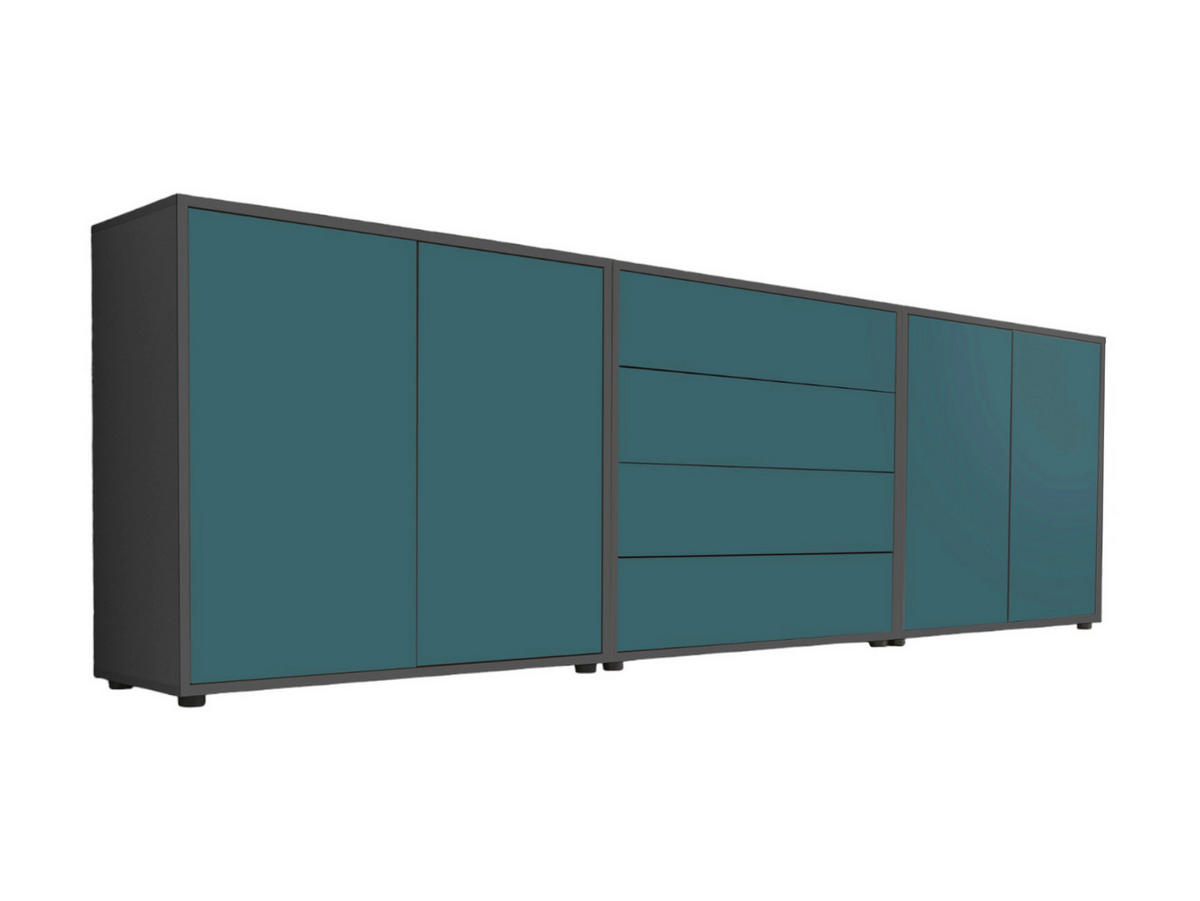 SIDEBOARD Mailand Set 5  in 237/73/33 cm  - Anthrazit/Petrol, MODERN, Holzwerkstoff/Kunststoff (237/73/33cm) - MID.YOU