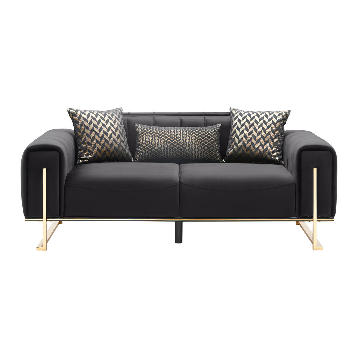 Canapea Cu 2 Locuri, textil, negru - auriu/negru, Lifestyle, textil (190/80/90cm) - Based