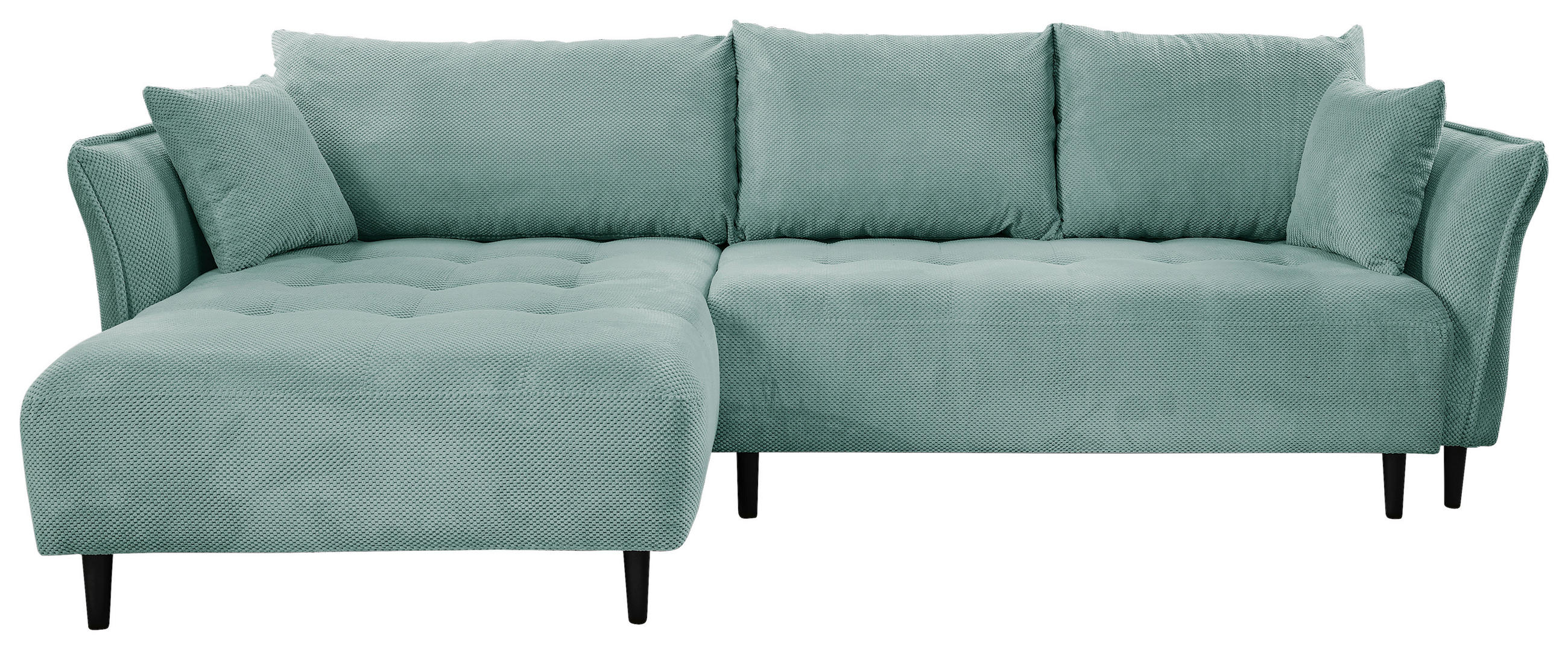 ECKSOFA in Chenille Mintgrün  - Schwarz/Mintgrün, Konventionell, Holz/Textil (160/290cm) - MID.YOU