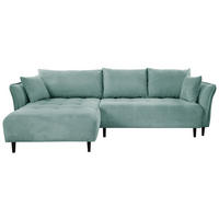ECKSOFA in Chenille Mintgrün  - Schwarz/Mintgrün, Konventionell, Holz/Textil (160/290cm) - MID.YOU