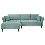 ECKSOFA in Chenille Mintgrün  - Schwarz/Mintgrün, KONVENTIONELL, Holz/Textil (160/290cm) - Carryhome