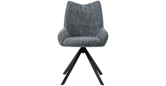 STUHL in Eisen Chenille Metall, Textil - Schwarz/Grau, Design, Textil/Metall (55/89/61cm) - Ambia Home