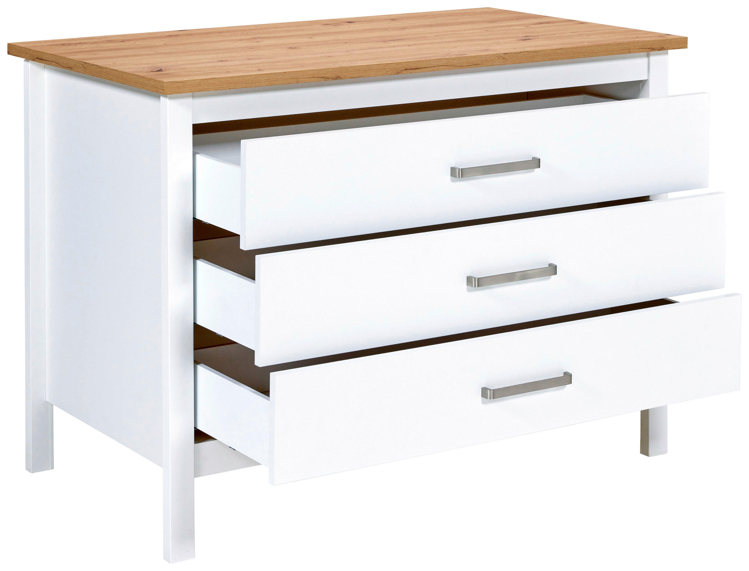 KÜCHENINSEL 100/92/60 cm  in Weiß, Eiche Artisan  - Silberfarben/Weiß, MODERN, Holzwerkstoff/Metall (100/92/60cm) - home24