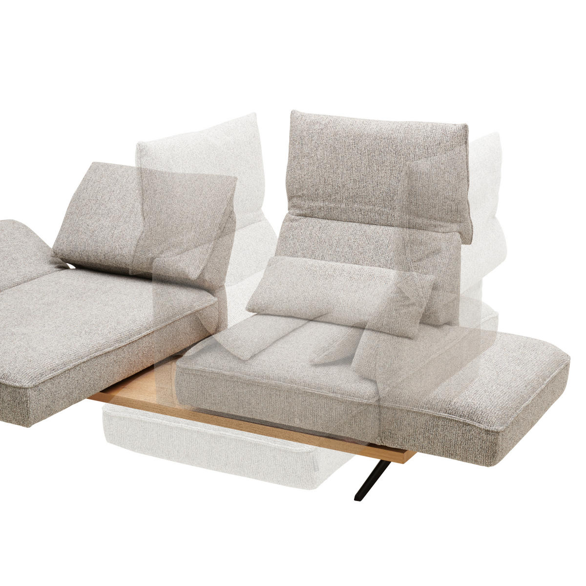ECKSOFA in Chenille Beige  - Beige/Schwarz, Design, Holz/Textil (132/240cm) - Koinor