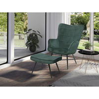 SESSELSET UTA Samt    - Dunkelgrün/Schwarz, Basics, Textil/Metall (72-60/97-39/80-41cm) - MID.YOU