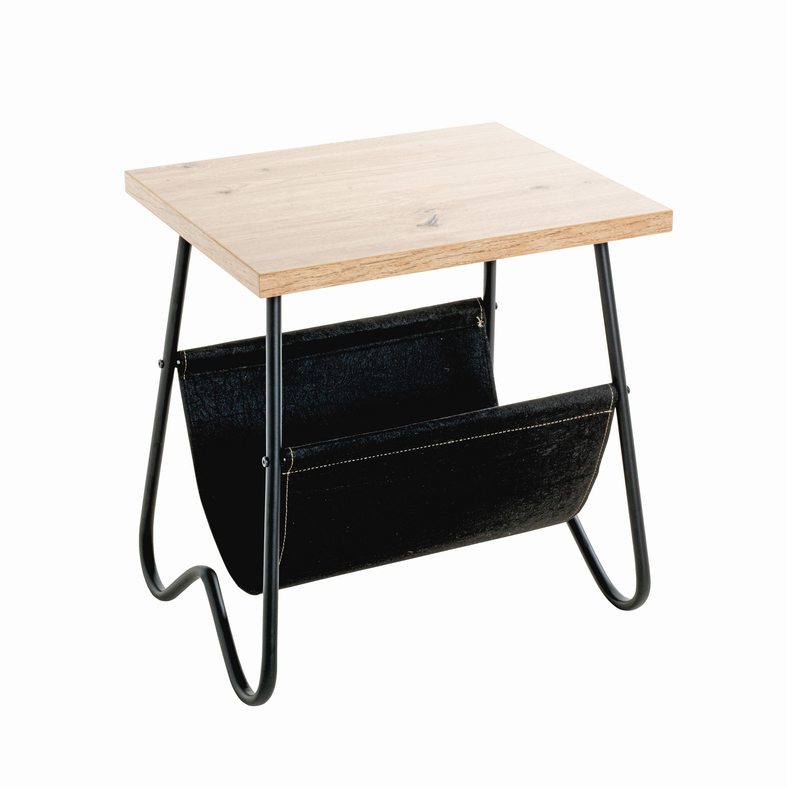 BEISTELLTISCH in Metall, Textil, Holzwerkstoff 48/40/51 cm  - Eichefarben/Schwarz, Trend, Holzwerkstoff/Textil (48/40/51cm)