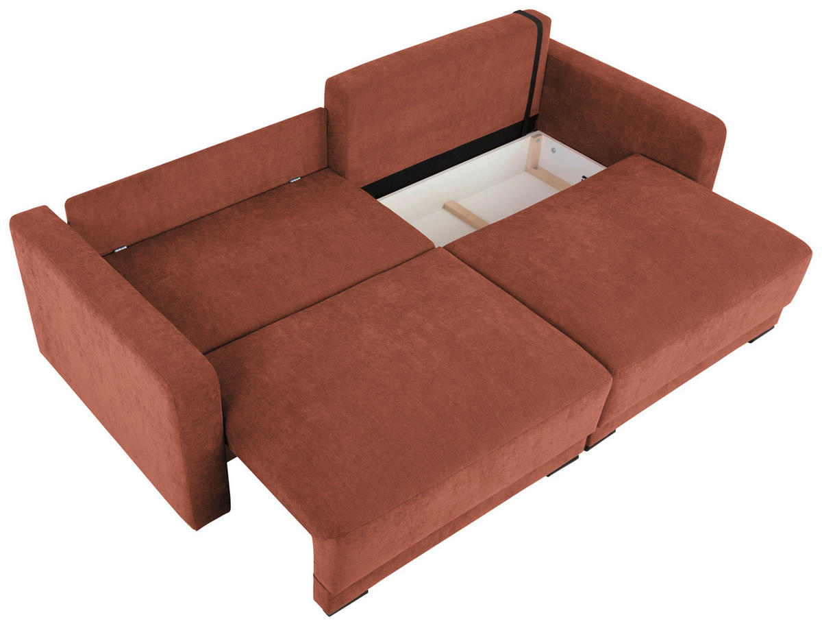 2-SITZER-SOFA in Chenille Rostfarben  - Rostfarben/Schwarz, Konventionell, Kunststoff/Textil (233/90/110cm) - MID.YOU