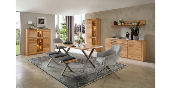 ESSTISCH Buchefarben, Nickelfarben rechteckig   - Buchefarben/Nickelfarben, Natur, Holz/Metall (180/90/74cm) - Carryhome