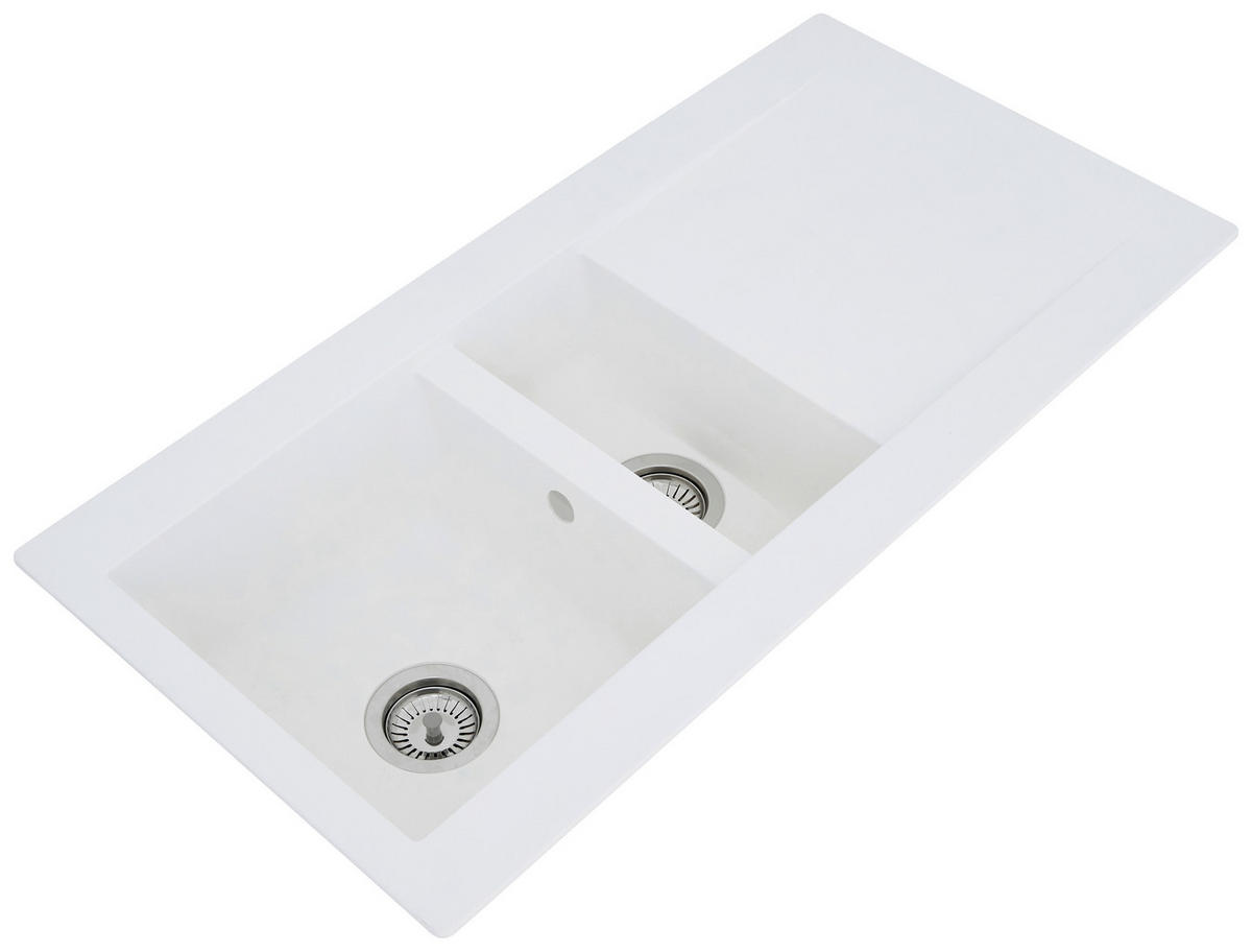 SPÜLE 1712DENVER100X50W  - Weiß, Trend, Glas/Kunststoff (100/20/50cm) - Respekta