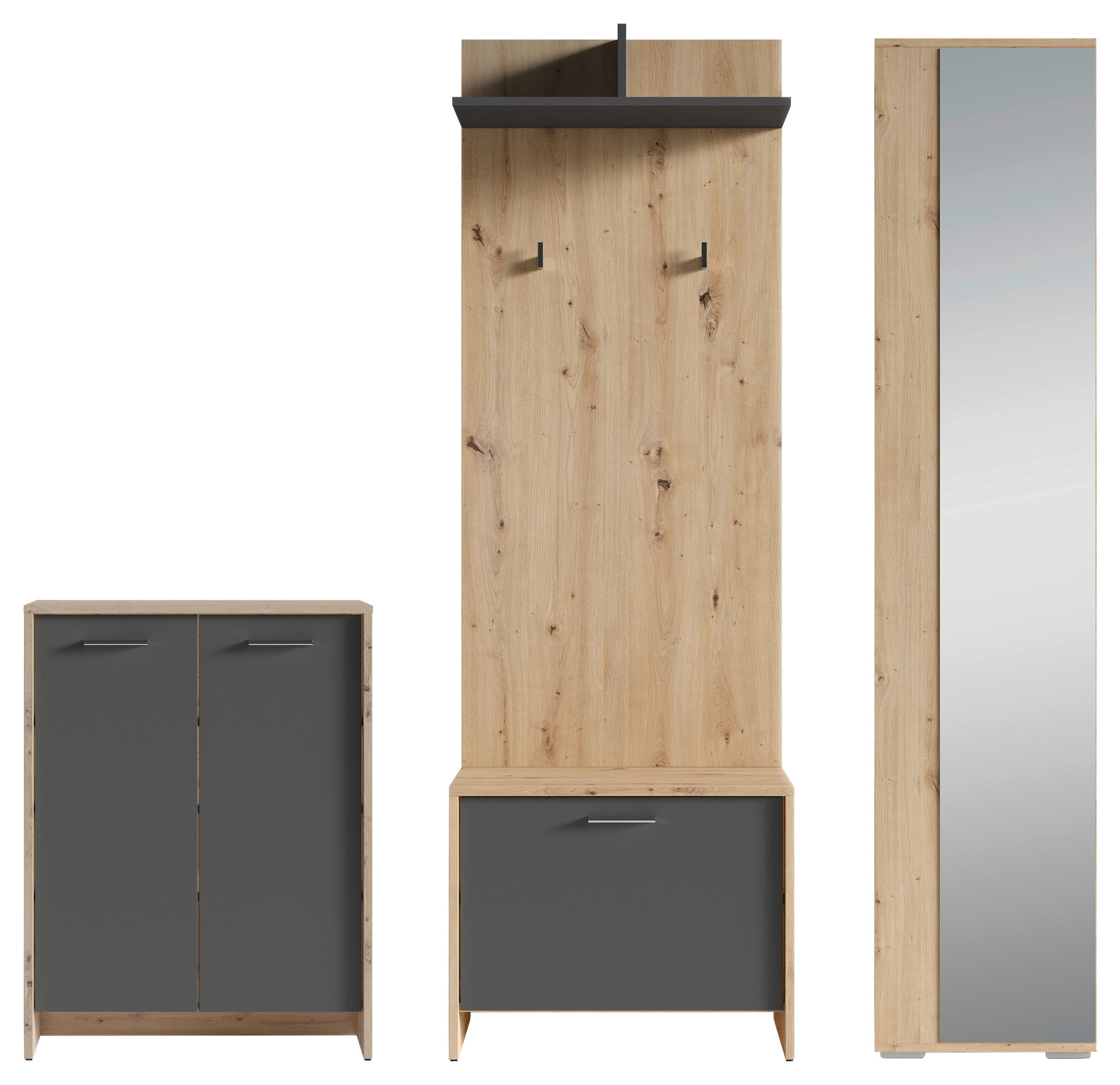 GARDEROBE 4-teilig  in 40/184/35 cm  - Anthrazit/Eiche Artisan, Design, Holzwerkstoff (40/184/35cm) - MID.YOU