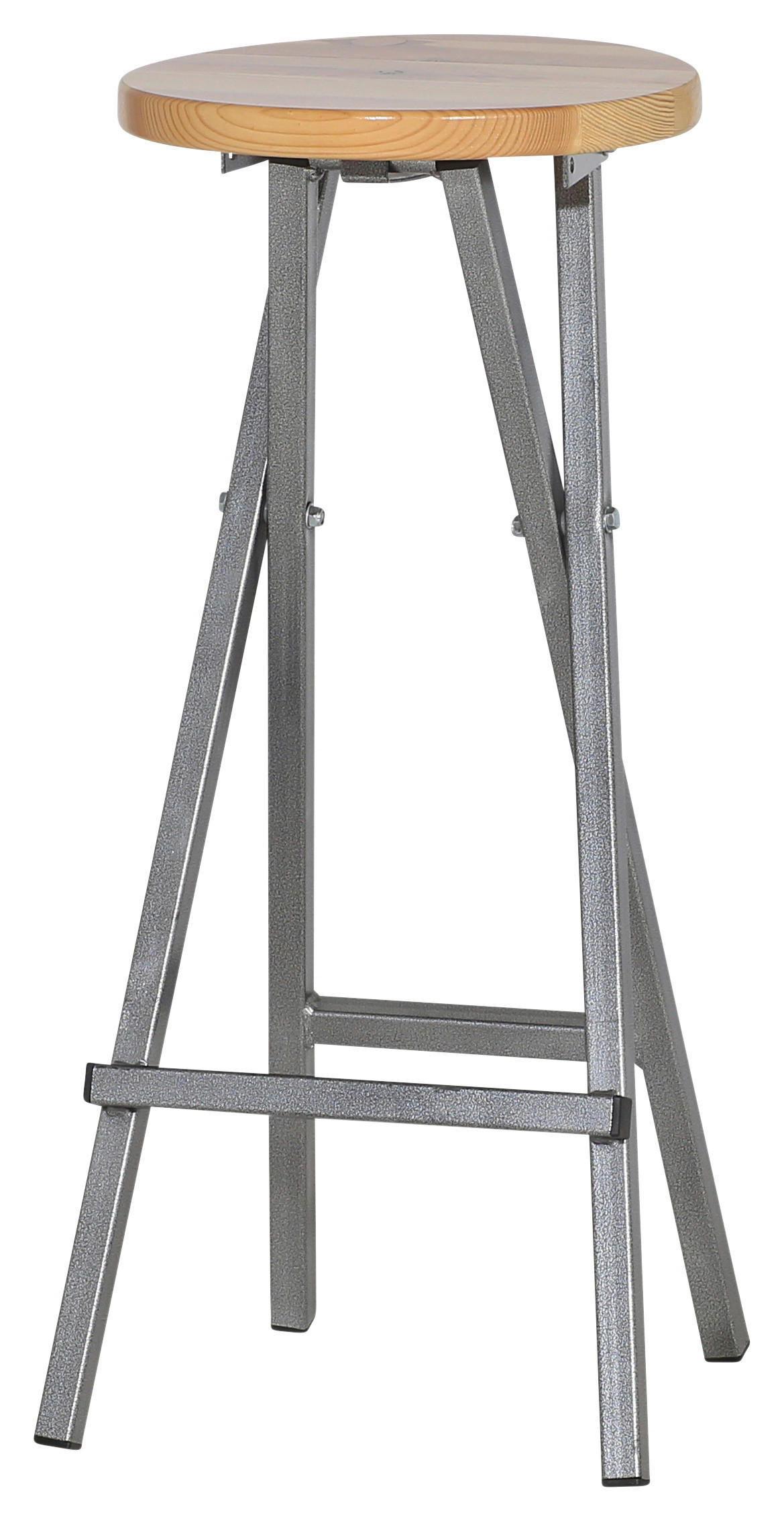 BARHOCKER Anthrazit, Beige Stahl Kiefer klappbar, wetterfest  - Anthrazit/Beige, Basics, Holz/Metall (35/82/35cm)