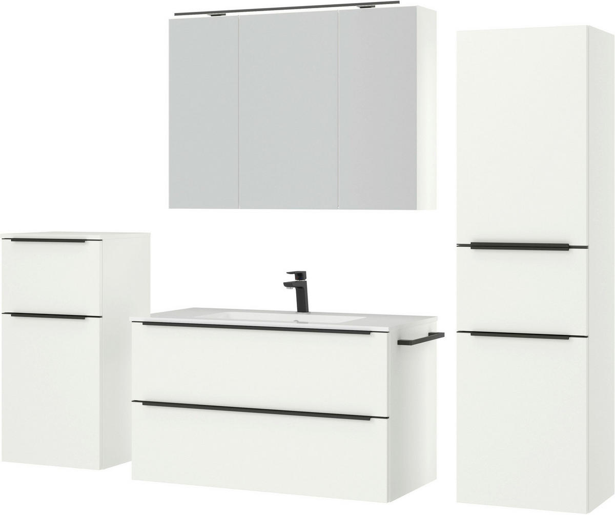 BADEZIMMER 5-teilig  in 191 cm  - Schwarz/Weiß, MODERN, Glas/Holzwerkstoff (191cm) - Nobilia