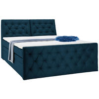 BOXSPRINGBETT 180/200 cm  in Dunkelblau  - Schwarz/Dunkelblau, Konventionell, Kunststoff/Textil (180/200cm) - Carryhome