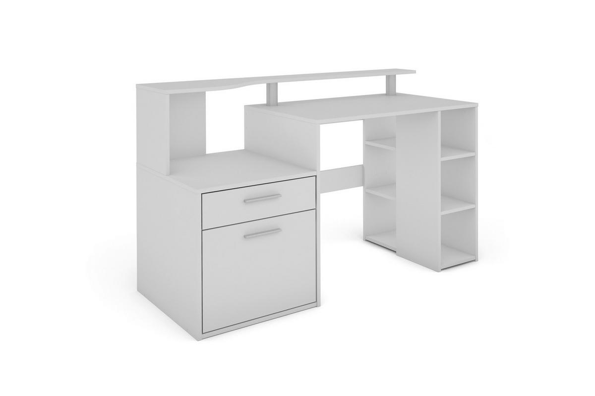 SCHREIBTISCH 140/55/89 cm Stauraum  - Weiß, MODERN, Holzwerkstoff/Kunststoff (140/55/89cm) - MID.YOU
