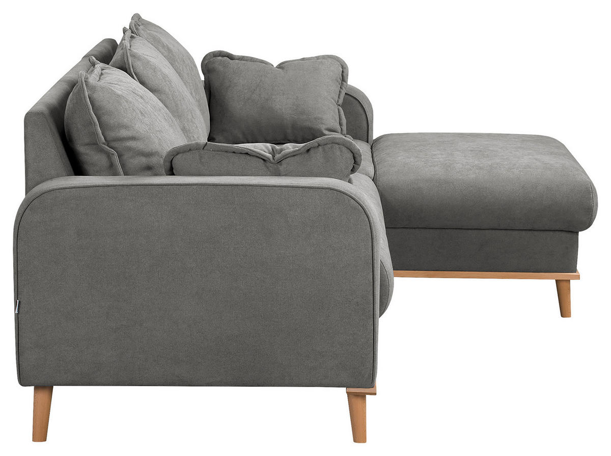 ECKSOFA Beata Grau Mikrofaser  - Wengefarben/Grau, Design, Holz/Textil (230/150cm) - Livetastic