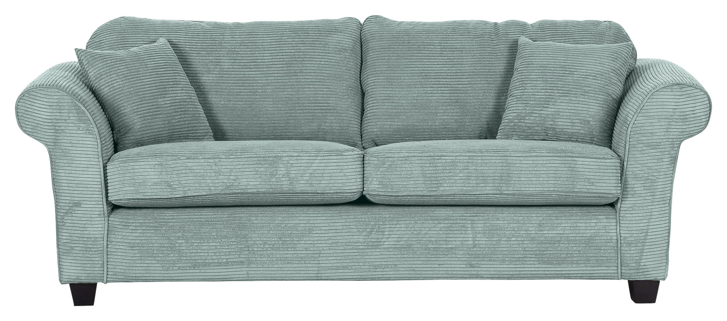 3-SITZER-SOFA Cord Mintgrün  - Dunkelbraun/Mintgrün, KONVENTIONELL, Holz/Textil (215/70/90cm) - home24