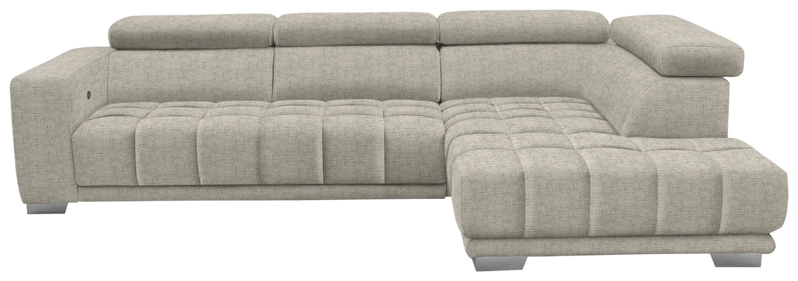 ECKSOFA in Chenille Beige  - Chromfarben/Beige, Design, Textil (301/207cm) - Xora