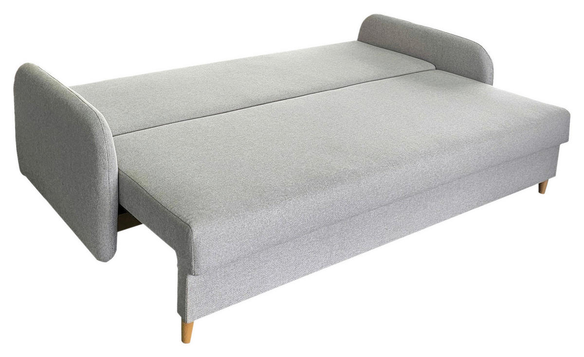 SCHLAFSOFA Flachgewebe Hellgrau  - Hellgrau/Schwarz, Design, Holz/Kunststoff (206/88/93cm) - MID.YOU