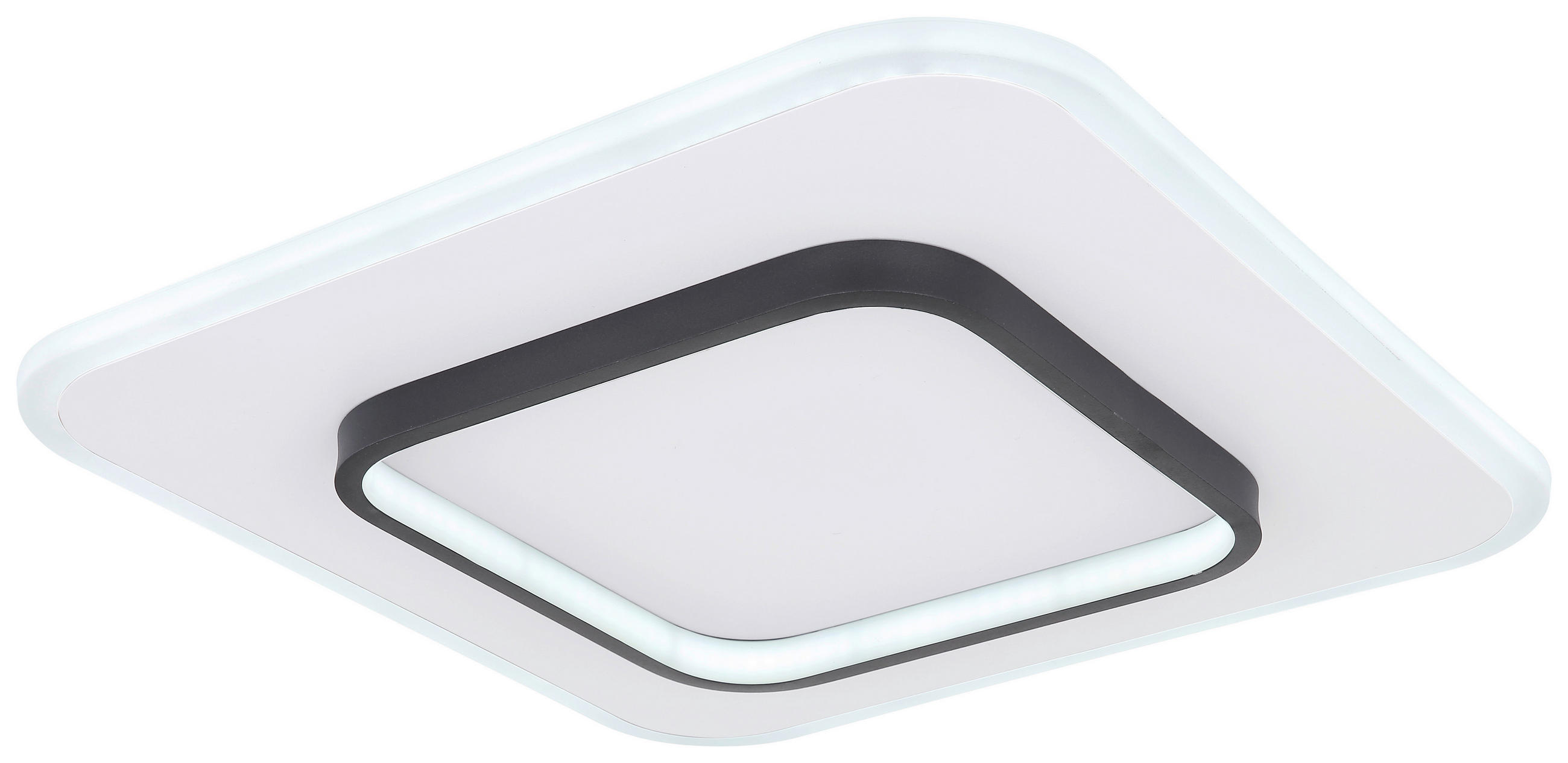 LED-DECKENLEUCHTE Lima 45,8/45,8/6 cm   - Opal/Schwarz, Basics, Kunststoff/Metall (45,8/45,8/6cm) - Globo