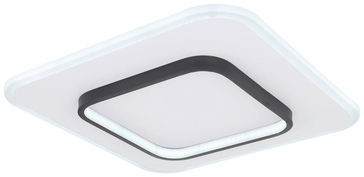 LED-DECKENLEUCHTE Lima 45,8/45,8/6 cm   - Opal/Schwarz, Basics, Kunststoff/Metall (45,8/45,8/6cm) - Globo