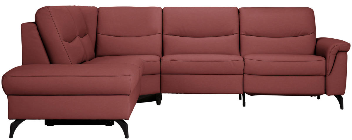ECKSOFA in Echtleder Rot  249/280 cm  - Anthrazit/Rot, Design, Leder/Metall (249/280cm) - Himolla Komfortklass