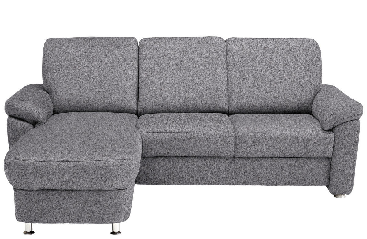 ECKSOFA in Flachgewebe Grau  163/220 cm  - Chromfarben/Grau, KONVENTIONELL, Textil/Metall (163/220cm) - Beldomo System