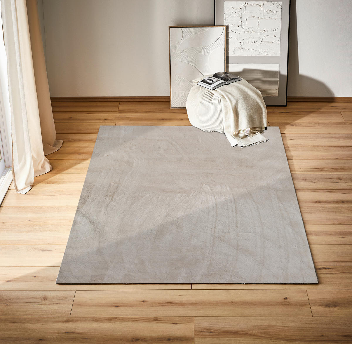 HOSSZÚ SZÁLÚ SZŐNYEG   - krémszínű, Basics, textil (120/170cm) - Novel