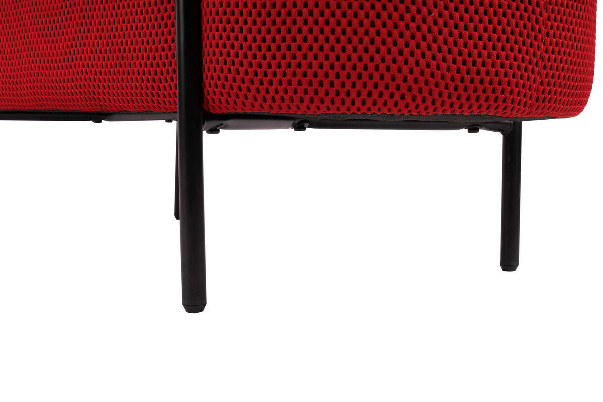 HOCKERBANK in Metall, Textil Rot, Schwarz  - Rot/Schwarz, Design, Textil/Metall (95/43/36cm)