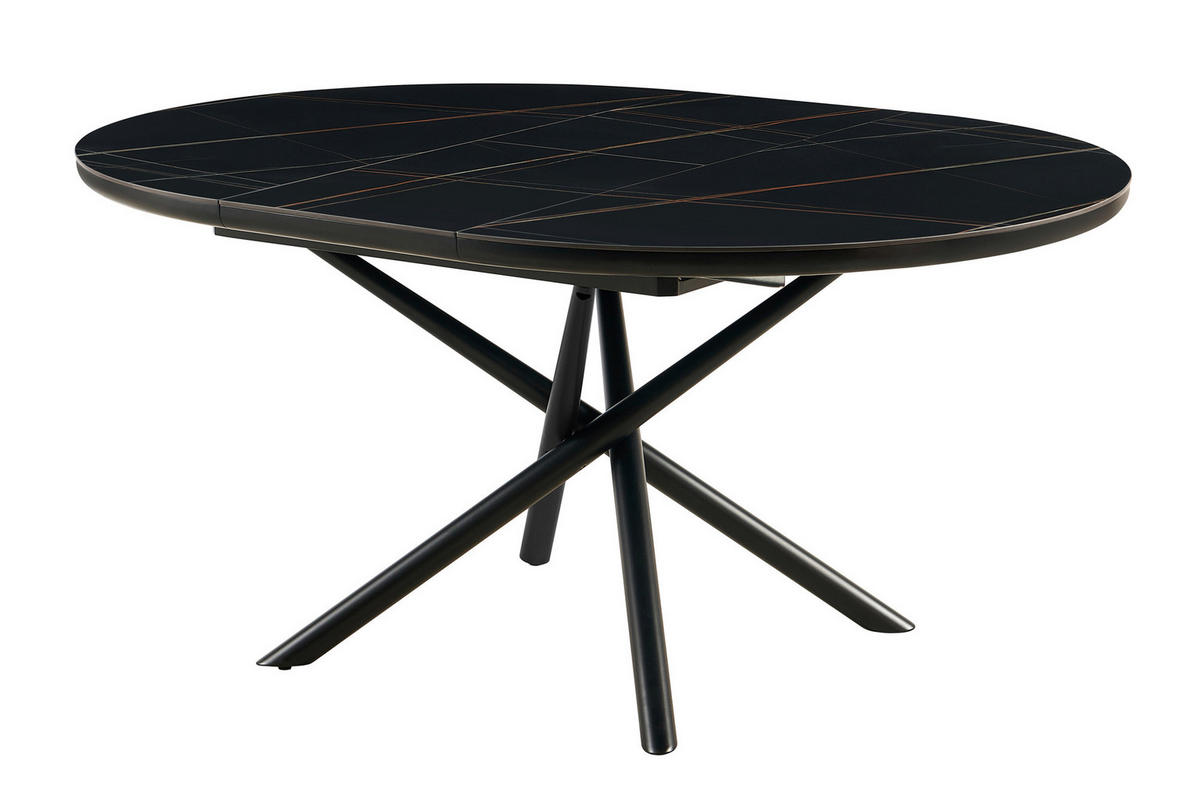 ESSTISCH Schwarz rund  ausziehbar  - Schwarz, MODERN, Keramik/Holzwerkstoff (120-160/120/76cm) - Livetastic